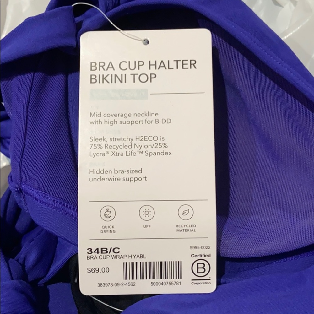 NWT Athleta Bra Cup Halter Bikini Swim Top | Yacht Blue - Picture 5 of 10